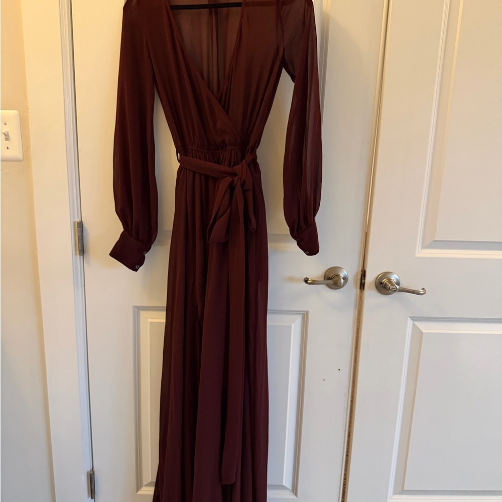 Olivaceous Deep Burgundy Long Sleeve Dress - Picture 3 of 4